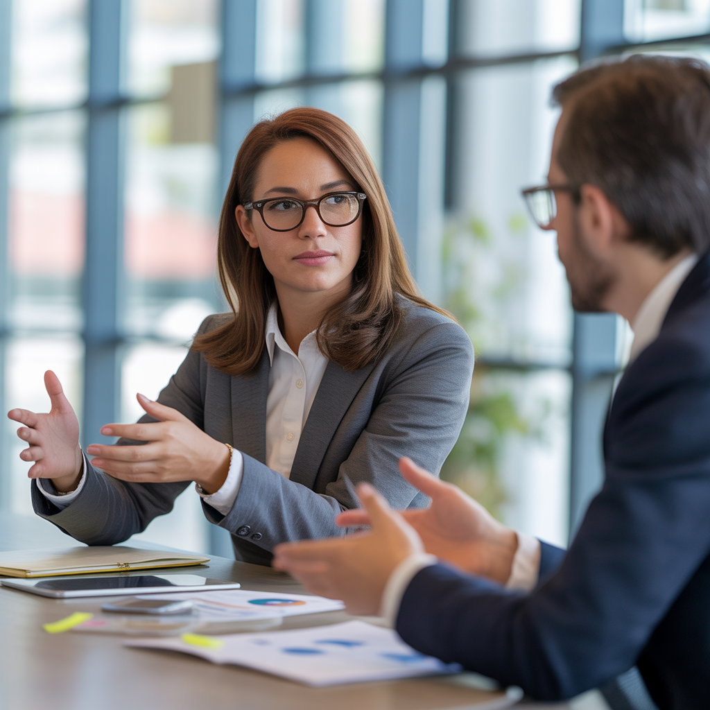 Équipe discutant de stratégies commerciales